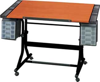 Alvin CraftMaster II Deluxe Drafting Table 28"x40" Cherry Top w/Black Base (CM48-3-WBR)