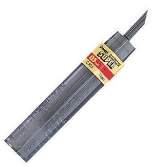 Pentel Super Hi-Polymer Leads HB .5mm 12 per tube (C505-HB)